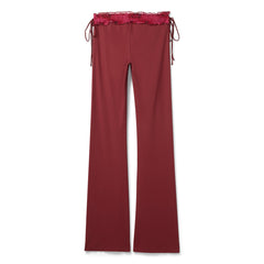 Danielle Guizio Ruched Side Tie Stretch Pant (Bordeaux)