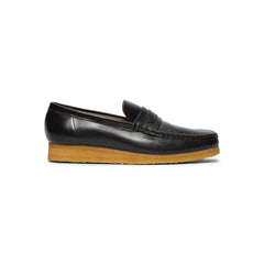 Clarks Wallabee Penny Loafer (Black Smooth Leather)