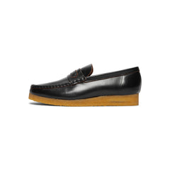 Clarks Wallabee Penny Loafer (Black Smooth Leather)