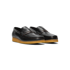 Clarks Wallabee Penny Loafer (Black Smooth Leather)