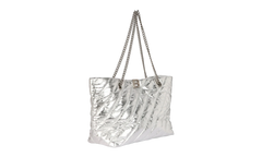 Medium Metallized Quilted Crush Carry All Tote Bag "Silver" 777856 2AAWU 8110
