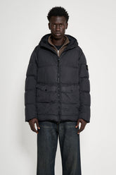 Stone Island Crinkle Reps NY Hooded Down Jacket Black