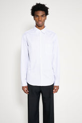 TRÈS BIEN ATELJÉ Pleated Classic Shirt White Blue Stripe