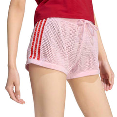 adidas Womens Knitted Crochet Short - Pink / Red