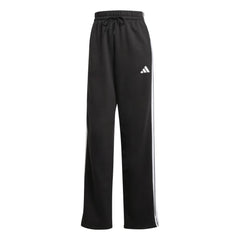adidas Womens Essentials 3-Stripes Open Hem Fleece Pants - Black
