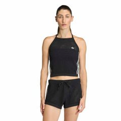 adidas Womens Knitted Crochet Halter Tee - Black
