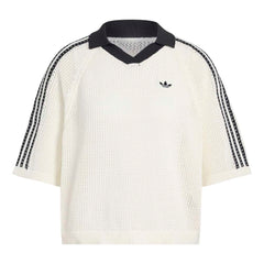 adidas Womens Knitted Crochet Polo - Off White