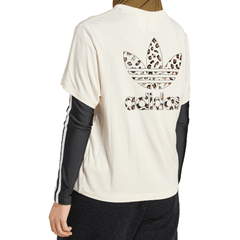 adidas Womens Leopard Trefoil Infill Tee - Wonder White