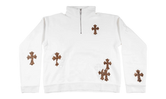 Cross Patch Quarter Zip Sweatshirt "White / Leopard" CHRM1079