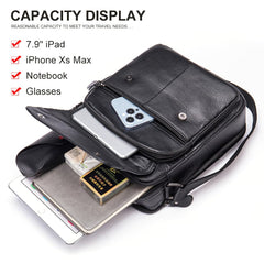 Genuine Leather Deluxe Large Side Bag 601 - Black