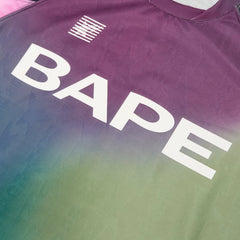 A Bathing Ape Tie Dye Sta Stripe Pattern Relaxed Fit Football Jersey Tee M (Black)