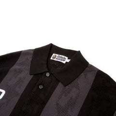 A Bathing Ape Sta Stripe Pattern Jacquard Multi Logo Relaxed Fit Ls Tee M (Black)