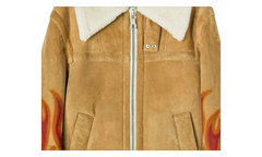 Burning Flames Sherling Trucker Jacket "Beige" PMJA012F22LEA0011725