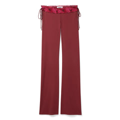Danielle Guizio Ruched Side Tie Stretch Pant (Bordeaux)