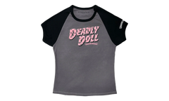 Deadly Doll Vine Heart Cropped T-Shirt "Grey / Pink" CHRM1091