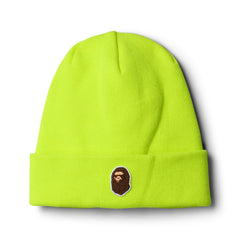 A Bathing Ape One Point Ape Head Knit Cap (Yellow)
