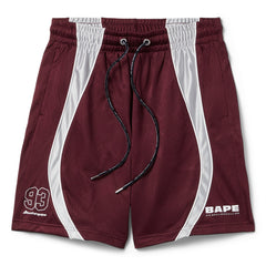 A Bathing Ape Solid Camo Jacquard Multilogo Relaxed Fit Sweat Shorts (Burgundy)