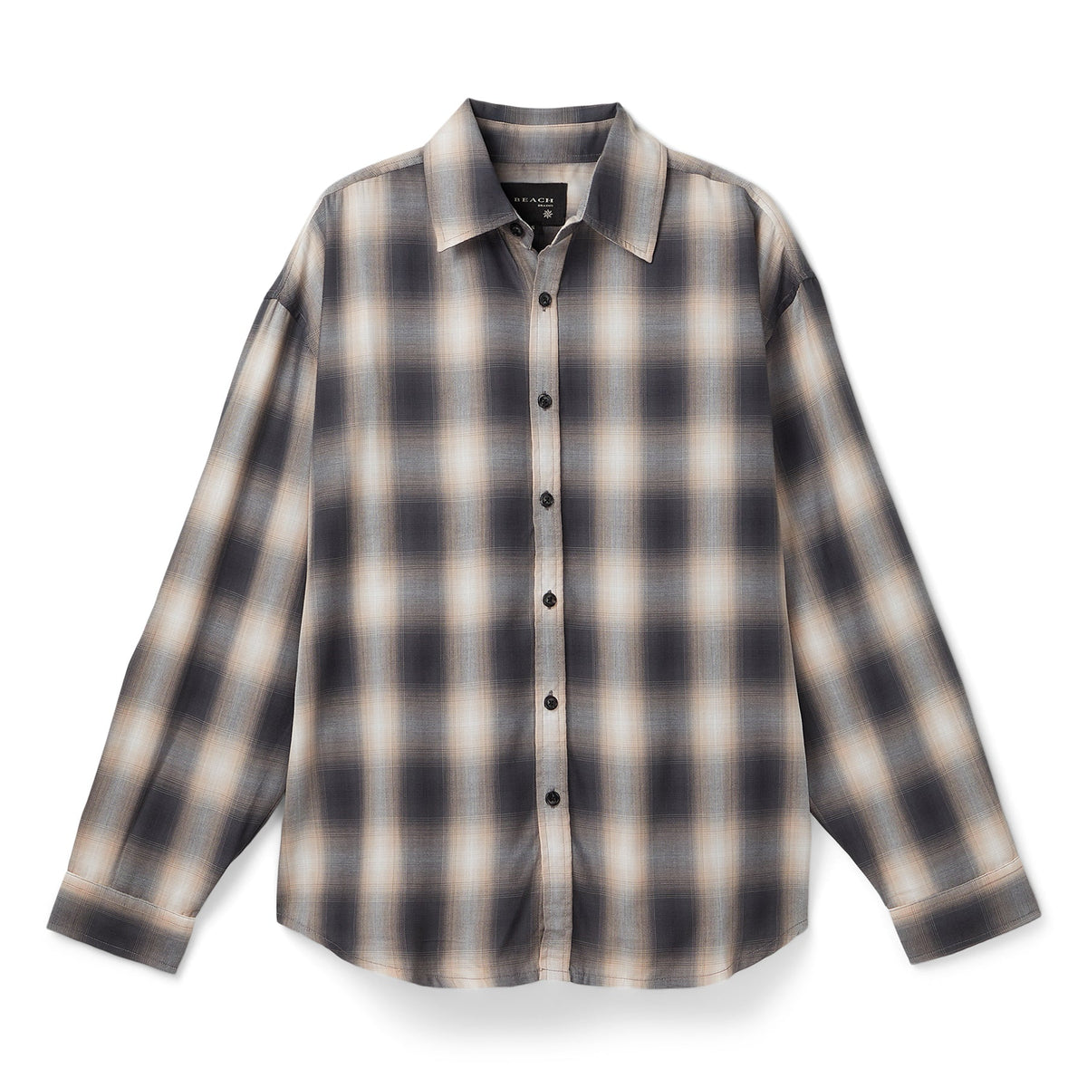 Beach Brains Drop Long Sleeve Shirt (Grey/Pink check)