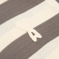 AMI Short Sleeves Polo With AMI De Coeur Patch (Blanc creme/Carbone)