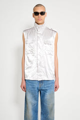 Olly Shinder Wet Look Nylon Sleeveless Overshirt Silver