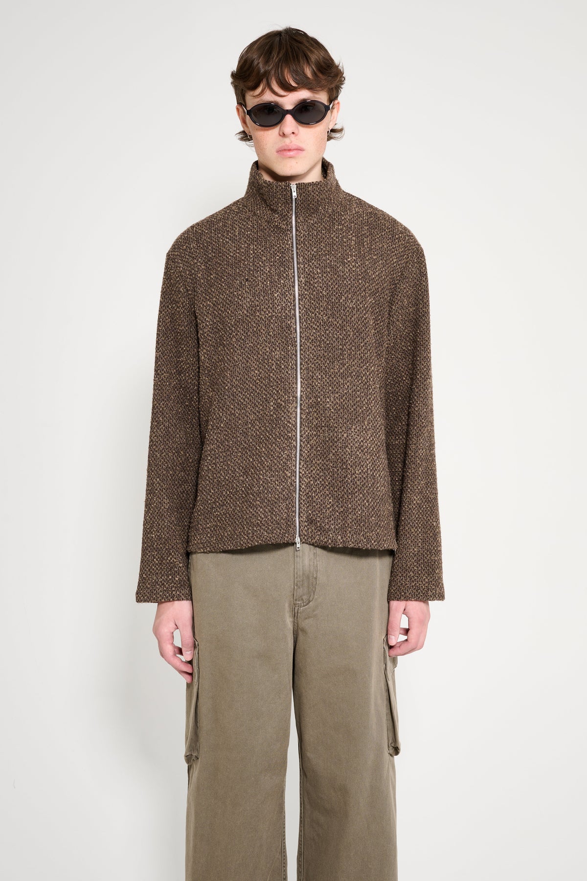 Our Legacy Shrunken Fullzip Polo Brown Sparse Buckle Weave