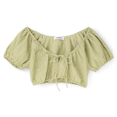 Danielle Guizio Ravello Gingham Top (Green)