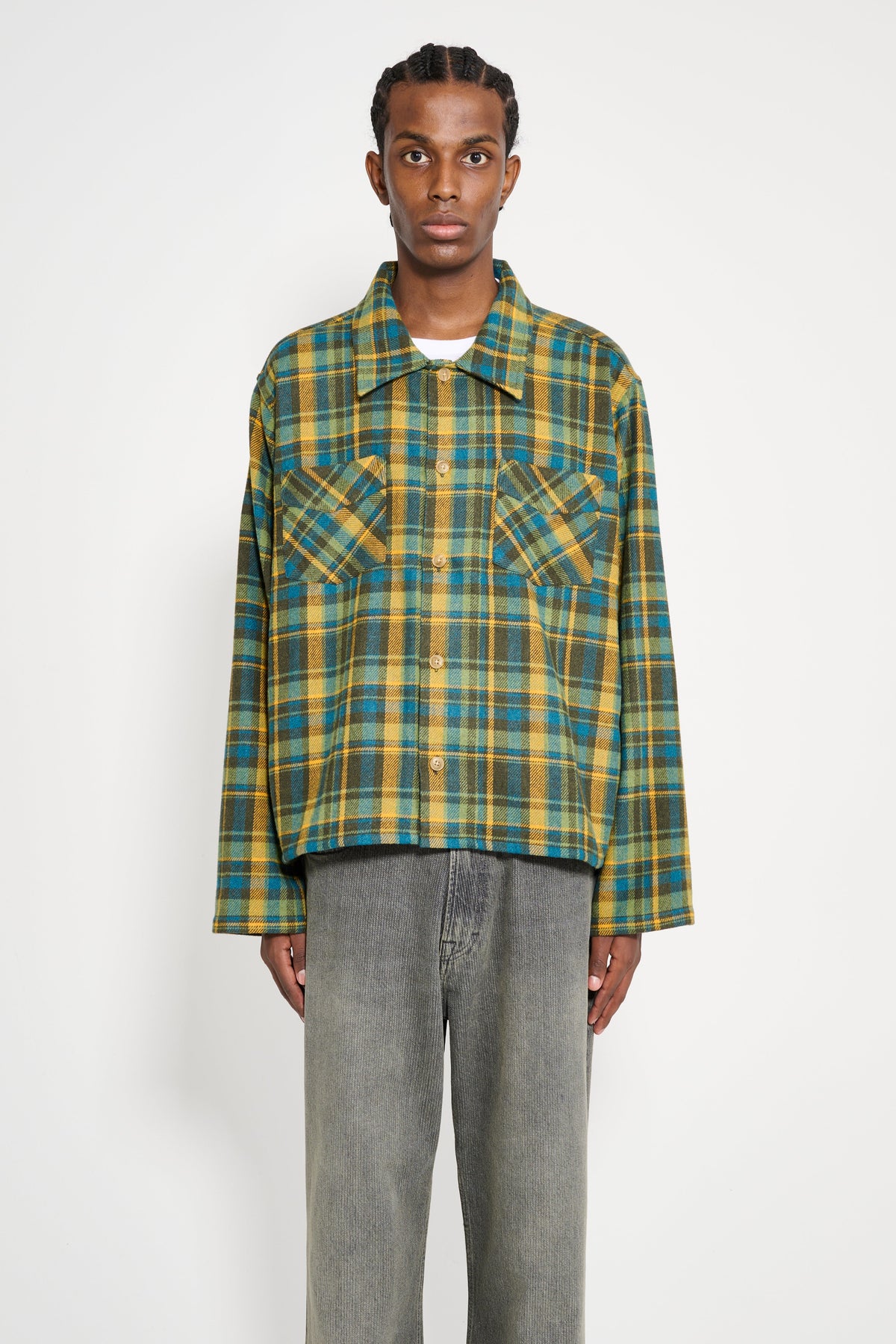 Stockholm Surfboard Club Flannel Overshirt Mustard Check