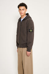 Stone Island Brushed Fleece Zip-Up Hooded Sweatshirt Grey