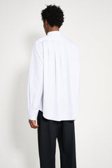 TRÈS BIEN ATELJÉ Pleated Classic Shirt White Blue Stripe