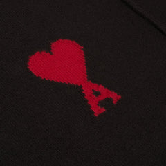 AMI Crewneck Sweater With Contrasted AMI De Coeur (Noir/Rouge)