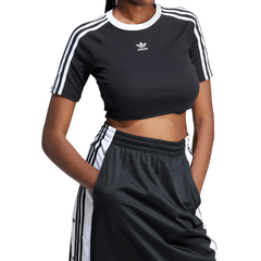 adidas Womens 3-Stripes Baby Tee - Black