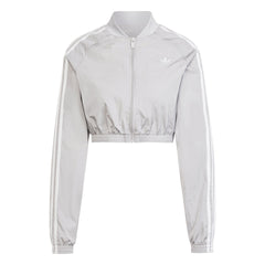 adidas Womens adicolor Teamgeist Cropped Track Top - Grey Two / White