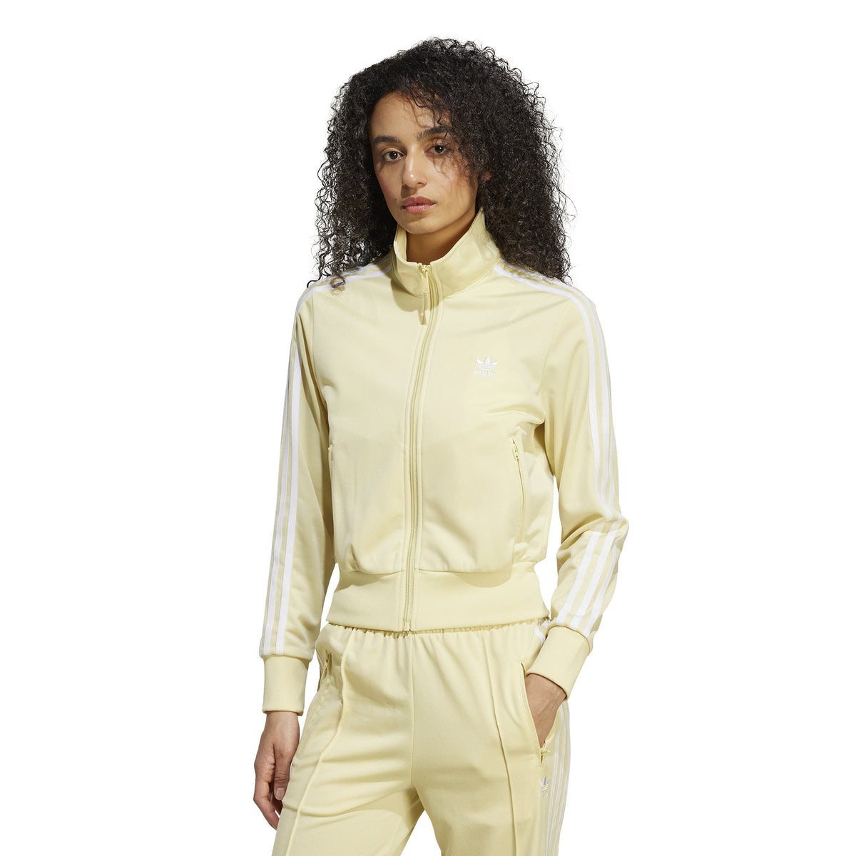 adidas Womens Firebird Track Top - Powder Yellow / White
