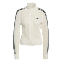 adidas Womens Kitted Crochet Track Top - Off White