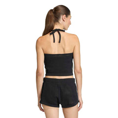 adidas Womens Knitted Crochet Halter Tee - Black