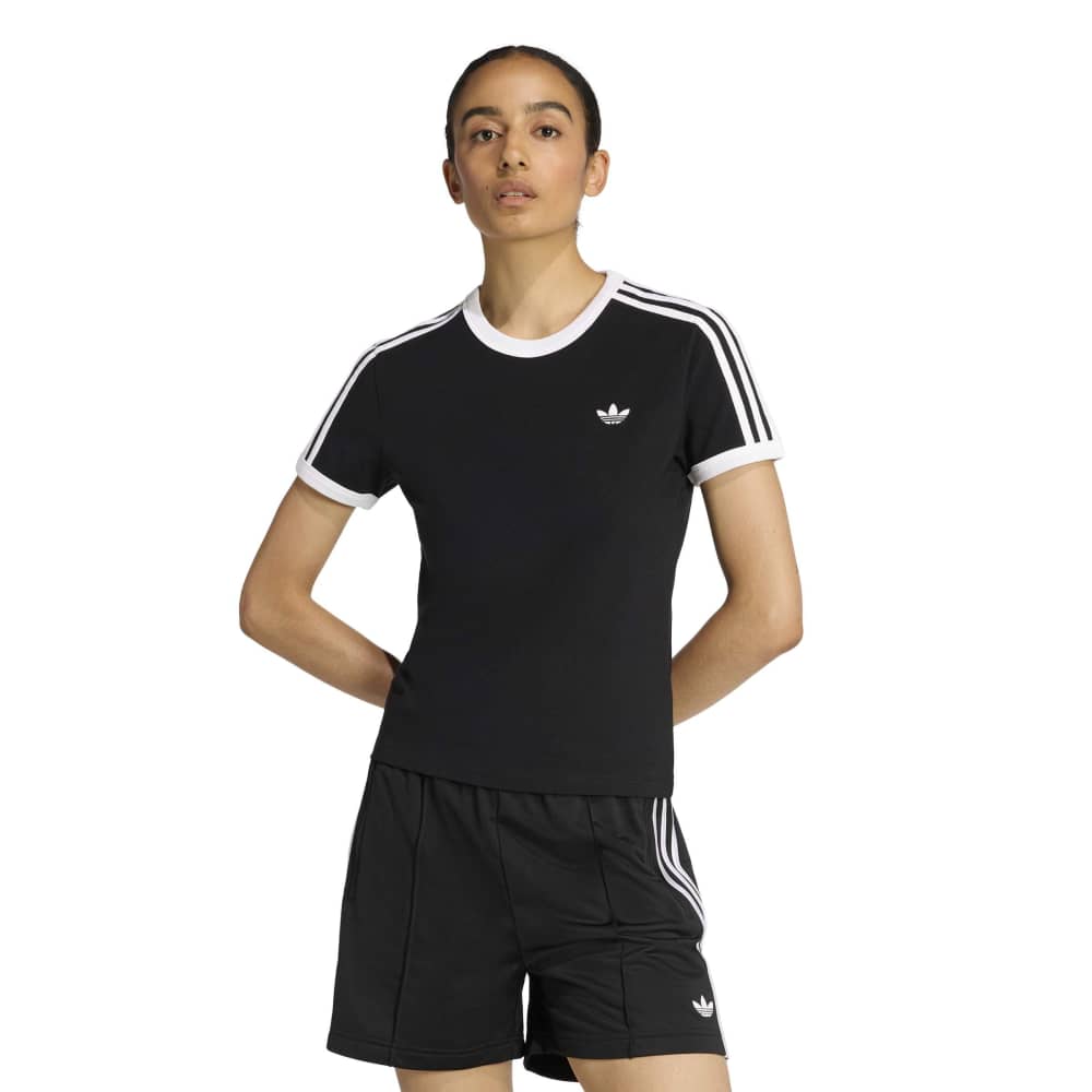 adidas Womens 3-Stripes Slim Tee - Black