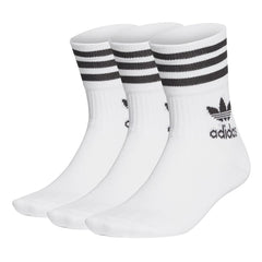 adidas Mid Cut Crew Socks 3 Pack  - White / Black