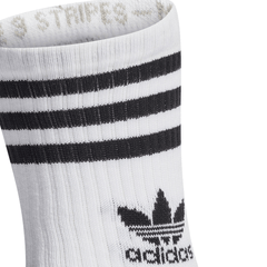 adidas Mid Cut Crew Socks 3 Pack - White / Black