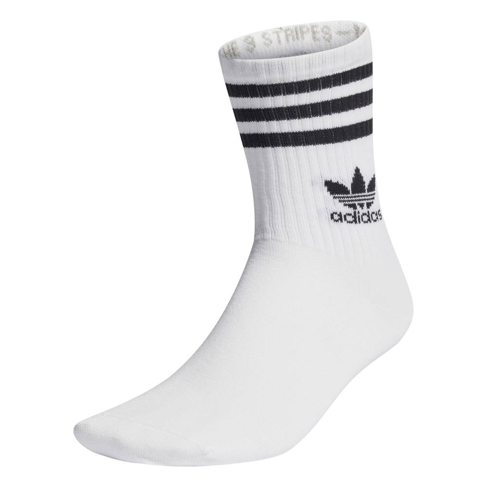 adidas Mid Cut Crew Socks 3 Pack - White / Black