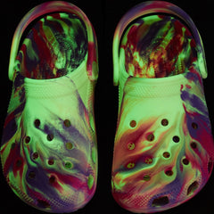 Crocs Kids Classic Glow Marbled Clog - Pink Crush / Multi