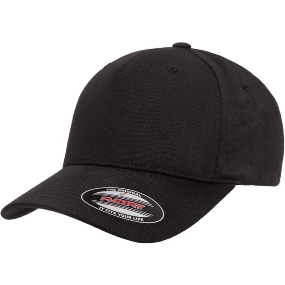 Flexfit Hexa 5 Panel Stretch Fit Cap - Black
