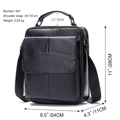 Genuine Leather Deluxe Large Side Bag 601 - Black